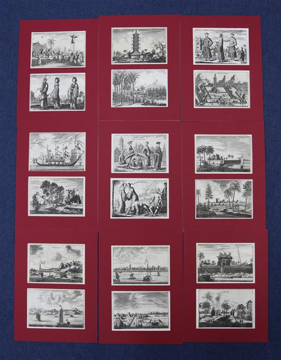 Sixty two engraved views of China by Michiel Cnobbert, Antwerp, c.1666, each view approx. 10.5 x 16cm